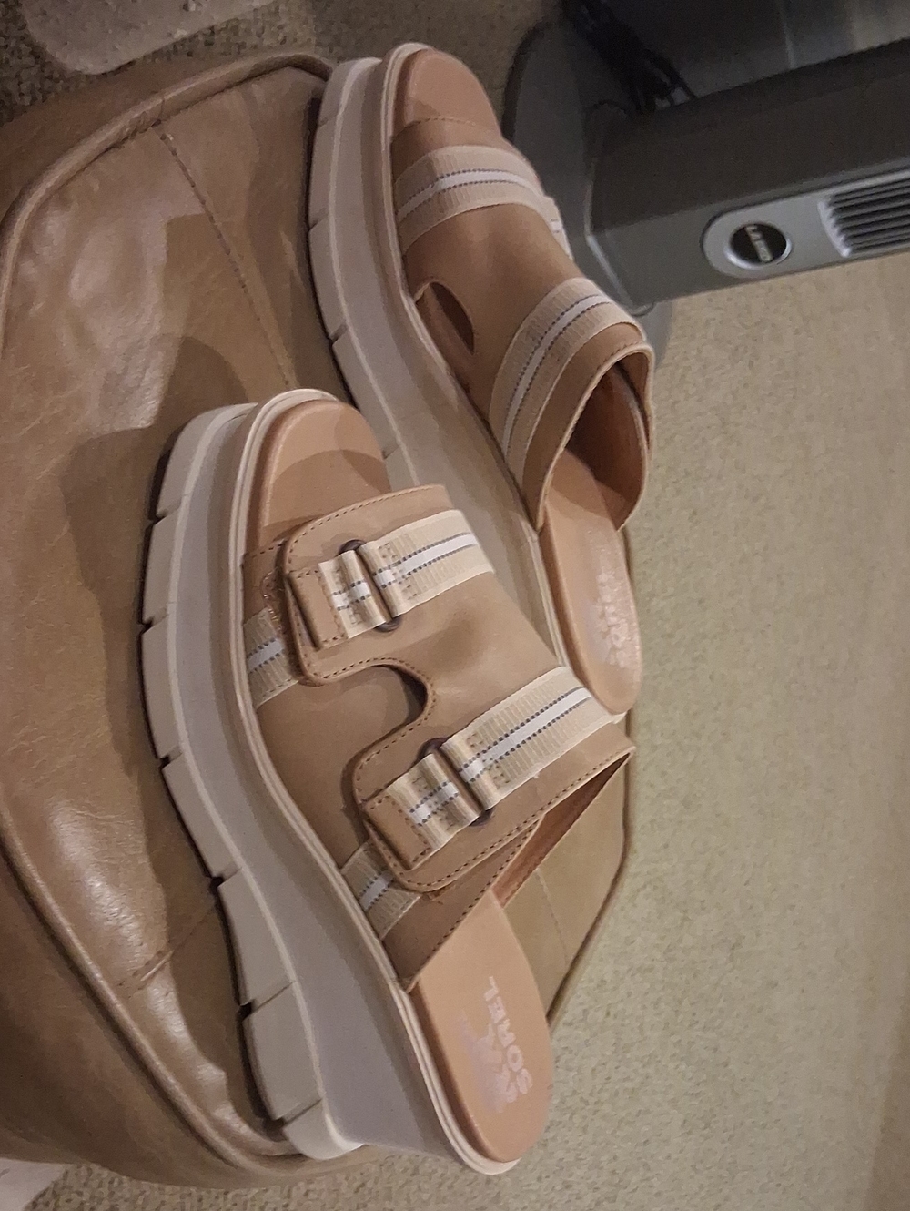 SOREL Neutral Beige Platform Slide Sandals - Women